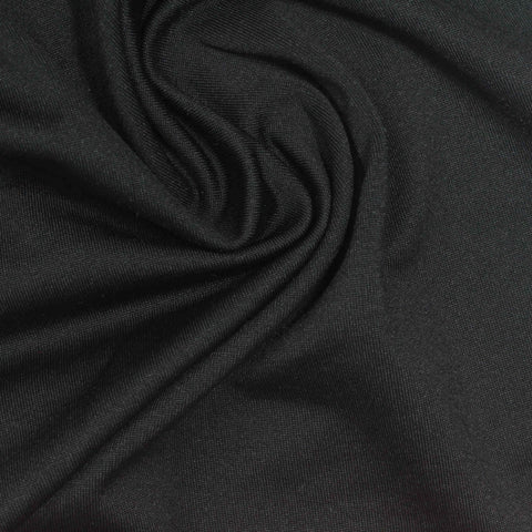 Brushed Polyester Stretch Milk Silk Knit Fabric, 265 gsm, 150 cm — Black