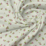 Pink Flowers Rib Knit, Polyester — photo 2