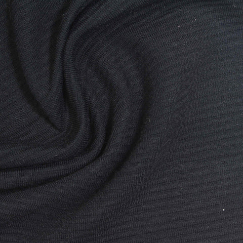 Black Ribbed Rib Knit, Poly-Viscose
