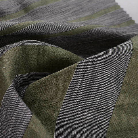 Olive Horizontal-Stripe Jacquard, Linen-Viscose