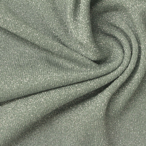 Heathered Sage Marl Rib Knit, Nylon-Poly