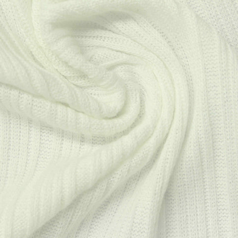 Polyester Stretch Rib Knit Fabric, 230 gsm, 143 cm — White