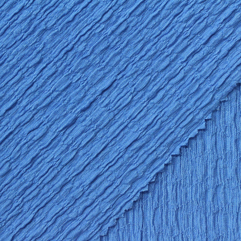 Jacquard Polyester Stretch Crepe Fabric, 185 gsm, 133 cm — Blue