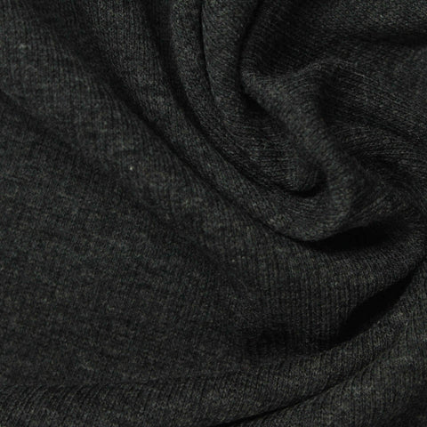Dark Grey Marl Rib Knit, Poly-Cotton, 290 gsm