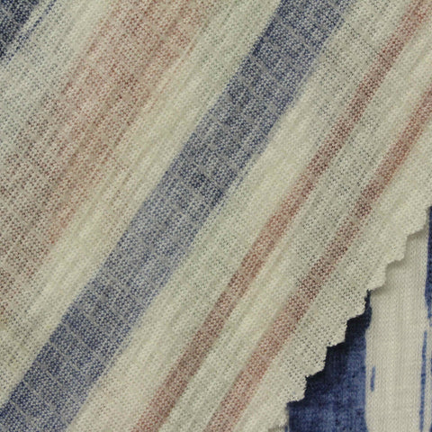 Blue Vertical-Brushstroke Crepe, Polyester