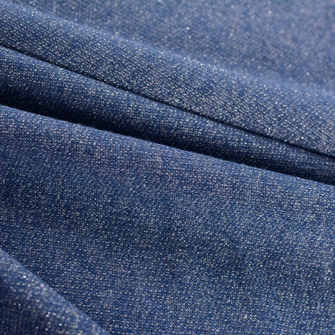Cotton Metallic French Terry Fabric, 260 gsm, 155 cm — Blue