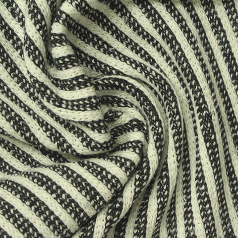 Black Vertical-Stripe Jersey Knit, Cotton-Poly, 290 gsm