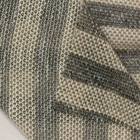 Cream Horizontal-Stripe Chunky Knit, Polyester, 168 gsm