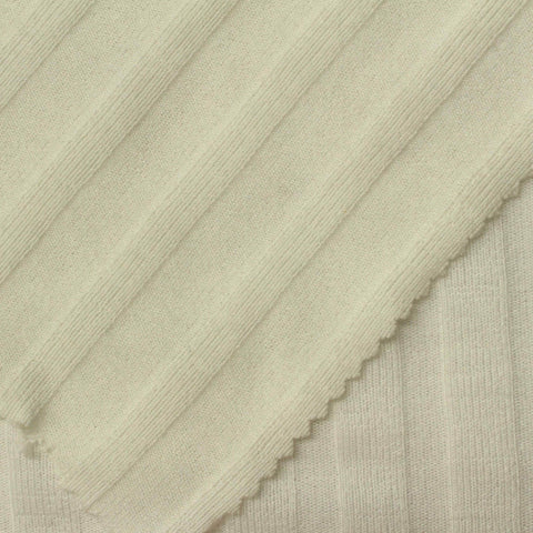 Polyester Viscose Stretch Rib Knit Fabric, 220 gsm, 155 cm — White