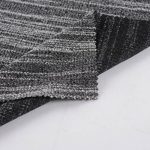 Black Marl Interlock Knit, Poly-Viscose, 200 gsm