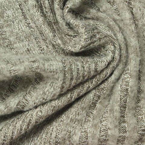 Heather Polyester Stretch Rib Knit Fabric, 180 gsm, 168 cm — Grey