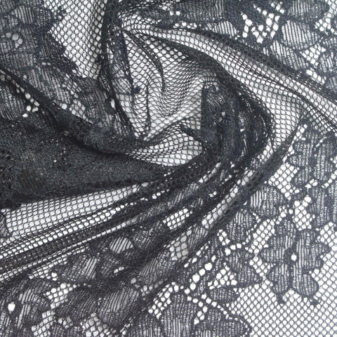 Black Floral Lace, Nylon-Spandex, 82 gsm