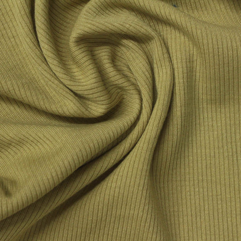 Brushed Polyester Viscose Stretch Rib Knit Fabric, 225 gsm, 125 cm — Khaki