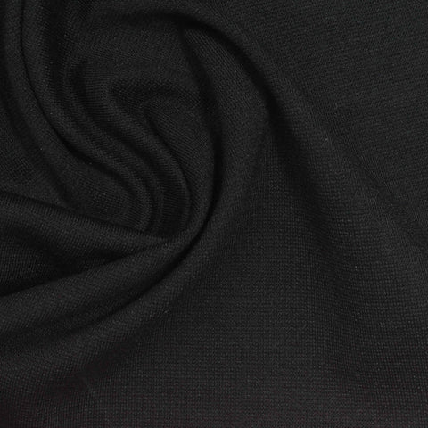 Viscose Nylon Stretch Ponte Knit Fabric, 310 gsm, 160 cm — Black, ref EF-273762