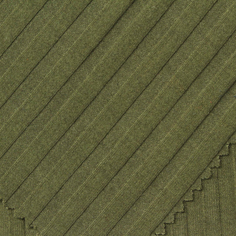 Polyester Viscose Stretch Rib Knit Fabric, 220 gsm, 155 cm — Green
