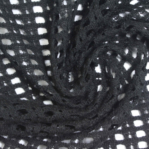 Plaid Polyester Stretch Knit Fabric, 240 gsm, 170 cm — Black