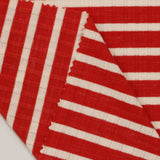 Red Horizontal-Stripe Rib Knit, Viscose-Poly — photo 2
