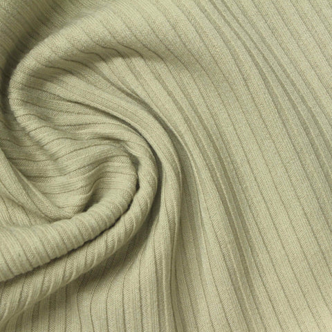 Polyester Viscose Stretch Rib Knit Fabric, 307 gsm, 155 cm — Green