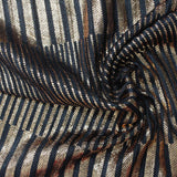 Dark Blue Stripes Rib Knit, Polyester — photo 2