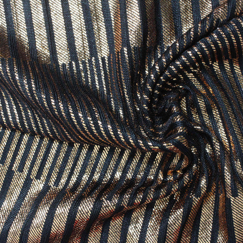 Dark Blue Stripes Rib Knit, Polyester, 186 gsm