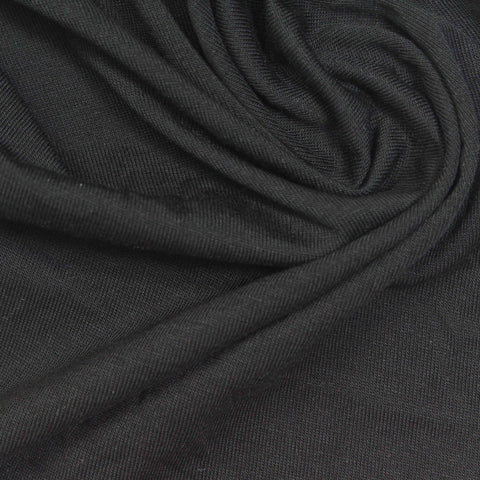 Polyester Stretch Jersey Knit Fabric, 155 gsm, 175 cm — Black