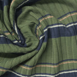 Green Horizontal-Stripe Rib Knit, Poly-Viscose — photo 2