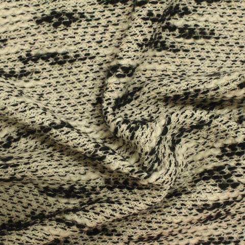 Black Abstract Chunky Knit, Cotton-Poly, 263 gsm