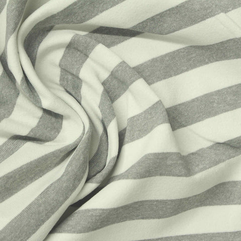 Grey Horizontal-Stripe Jersey Knit, Polyester, 199 gsm