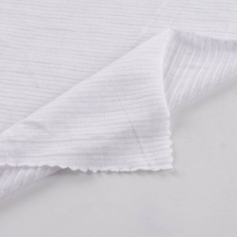 Striped Viscose Stretch Jersey Knit Fabric, 147 gsm — White