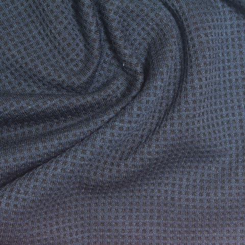 Polyester Stretch Waffle Knit Fabric, 260 gsm, 155 cm — Navy