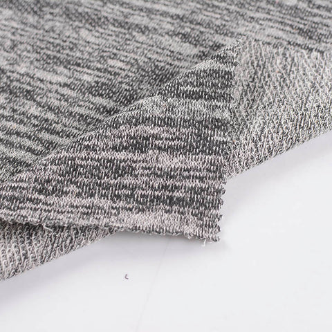 Black Marl French Terry, Cotton-Poly, 190 gsm