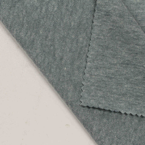 Heathered Grey-Green Marl Jersey Knit, Poly-Cotton