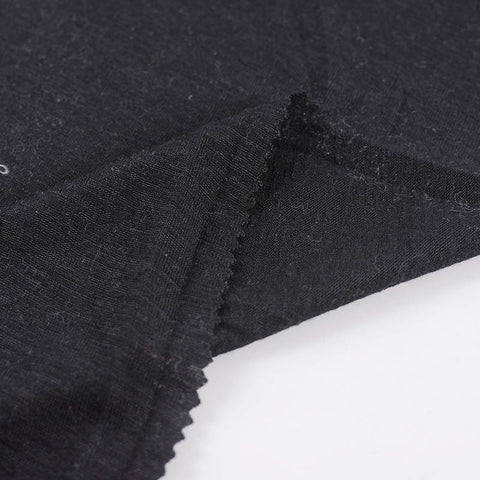 Polyester Viscose Interlock Knit Fabric, 190 gsm — Black