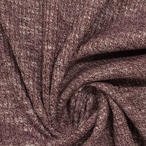 Burgundy Fine-Marl Rib Knit, Viscose-Poly