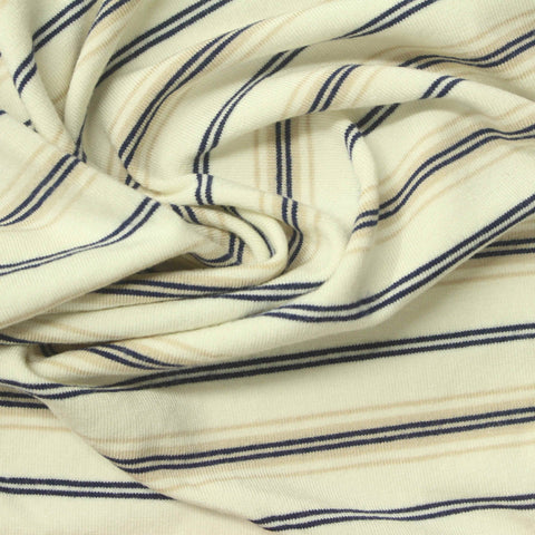 Cream Stripes Knit, Viscose, 240 gsm