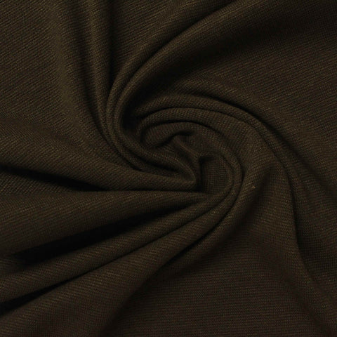 Polyester Viscose Stretch Rib Knit Fabric, 200 gsm, 150 cm — Brown, ref EF-238332