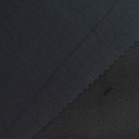 Washed Polyester Modal Stretch Scuba Knit Fabric, 380 gsm, 158 cm — Black