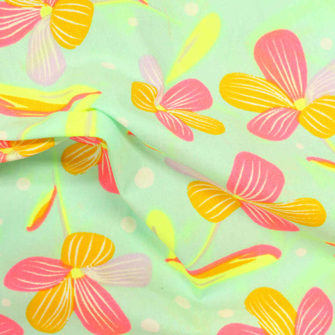 Pink Flowers Poplin, Cotton, 131 gsm