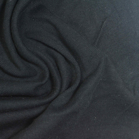 Cotton Polyester Rib Knit Fabric, 284 gsm, 170 cm — Black