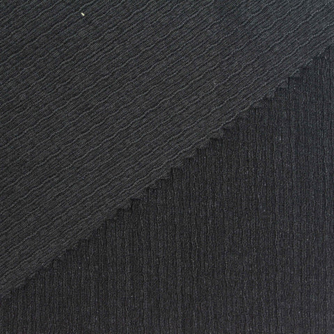 Polyester Stretch Crepe Fabric, 150 gsm, 150 cm — Black