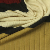 Cream Horizontal-Stripe Rib Knit, Poly-Viscose — photo 2