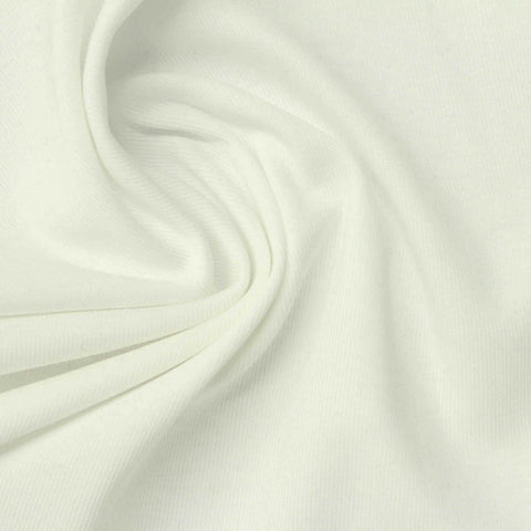 Cotton Stretch Rib Knit Fabric, 220 gsm, 178 cm — White