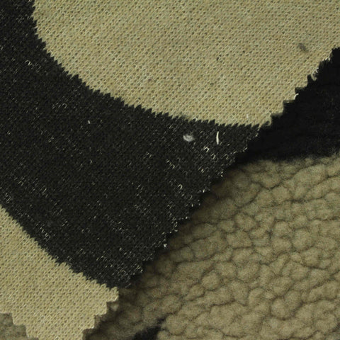 Black Animal Print Sherpa Fleece, Polyester, 365 gsm