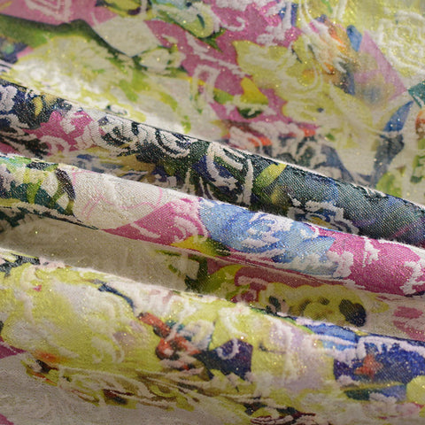 Beige Floral Jacquard, Poly-Cotton