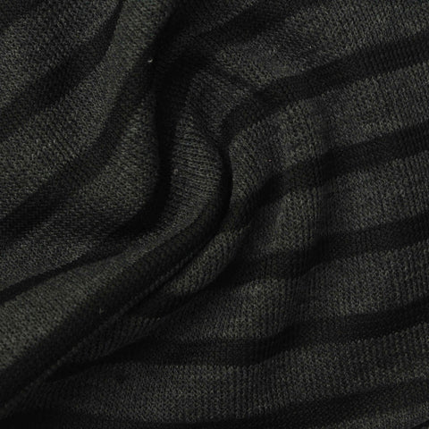 Dark Grey Horizontal-Stripe Rib Knit, Polyester, 240 gsm
