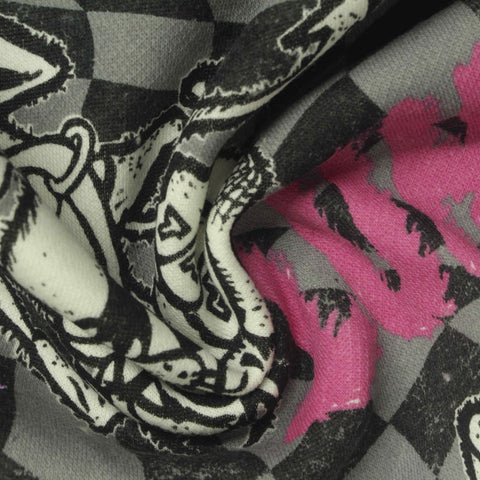 Grey Abstract French Terry, Cotton-Poly, 290 gsm