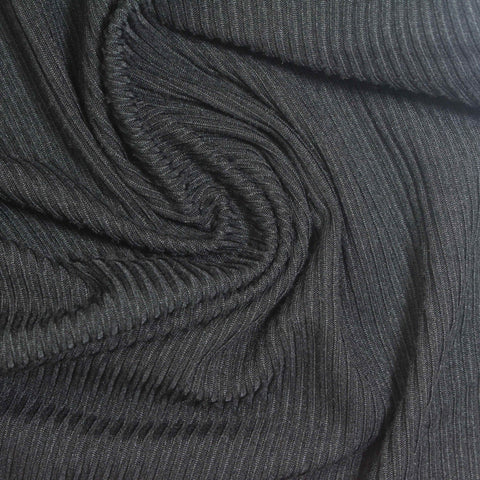 Light Grey Pinstripe Rib Knit, Polyester, 260 gsm