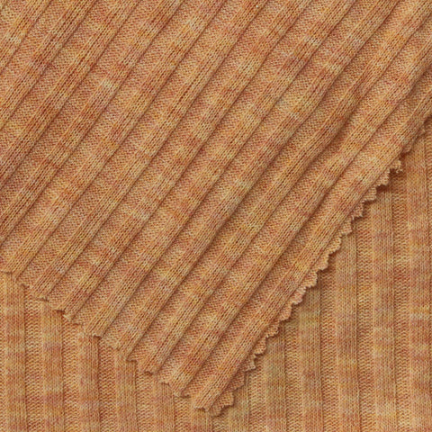 Orange Marl Rib Knit, Polyester, 237 gsm