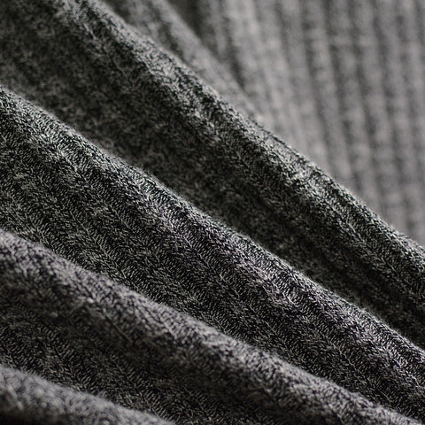 Dark Grey Heathered-Marl Rib Knit, Poly-Viscose, 265 gsm