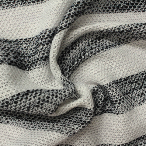 Black Diagonal-Stripe Chunky Knit, Polyester, 250 gsm